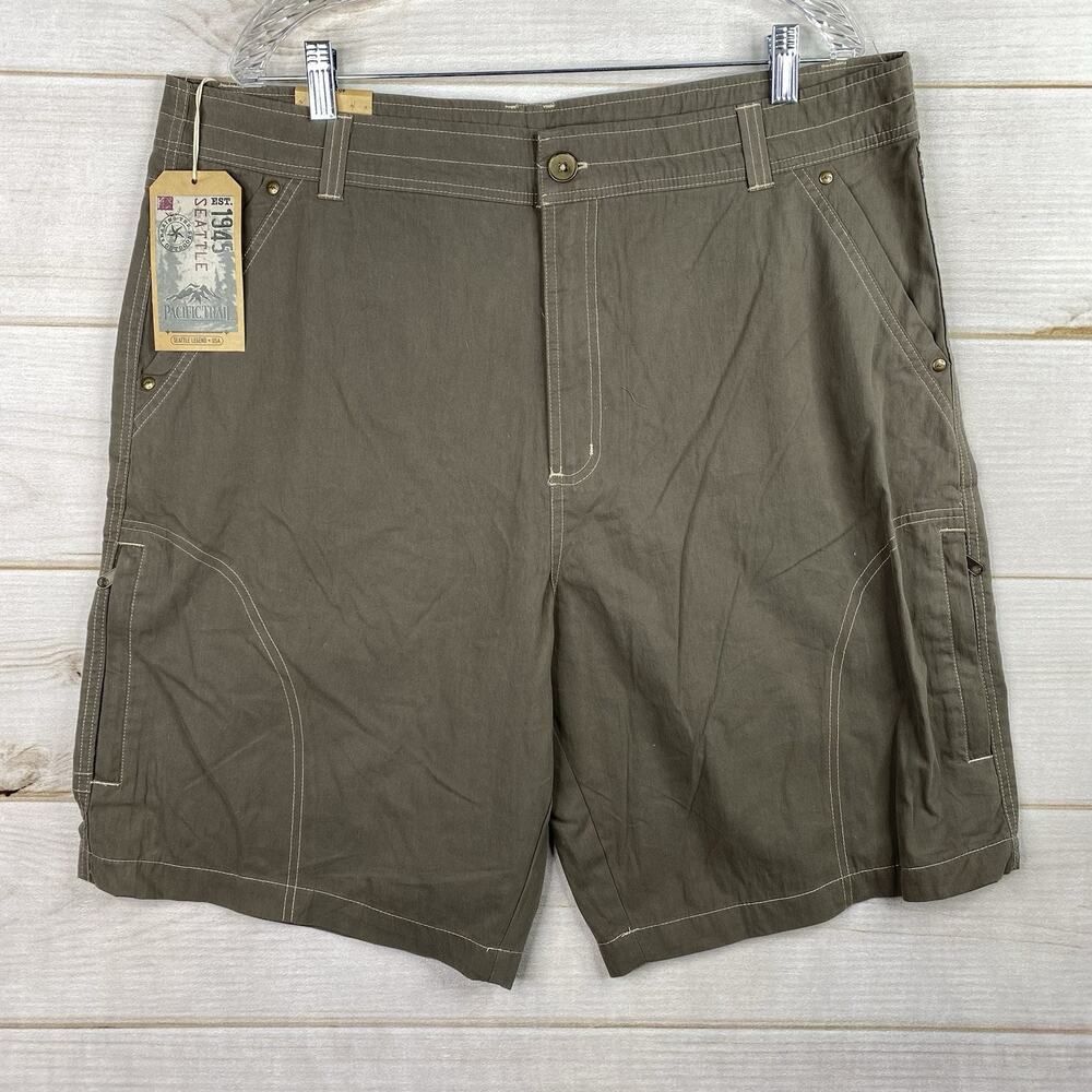 Pacific Trail Cargo Shorts Men Size 40 Hiking Outdoor Brown Quick Dry 10" In NWT